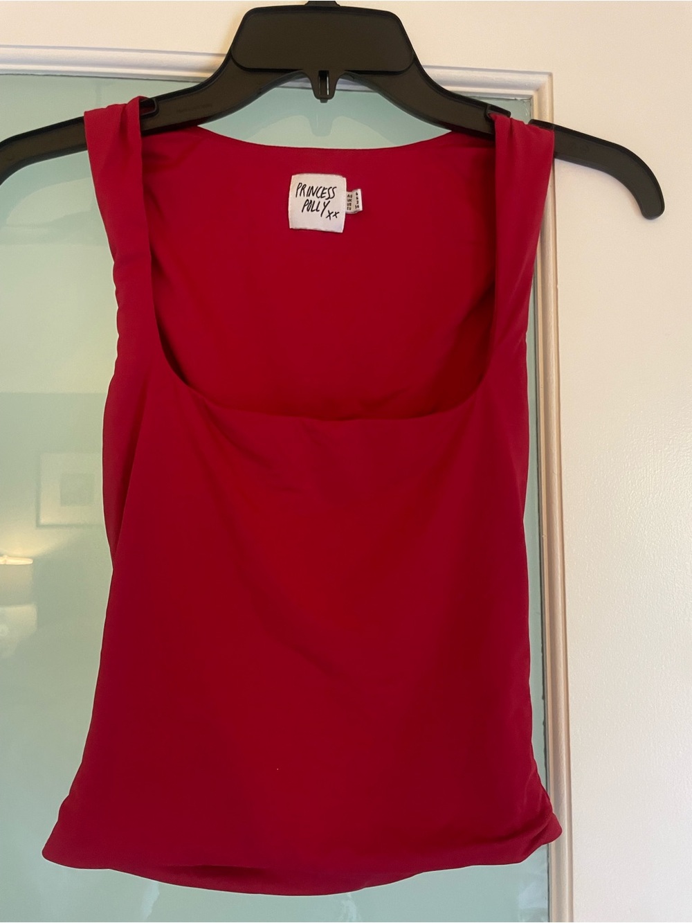 Princess Polly Red Square Neck Sleeveless Stretch Crop Top Size 2